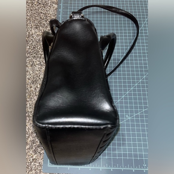 Nicole Miller black faux leather chevron satchel purse - Picture 7 of 16